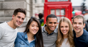 Group of travel tourists in London