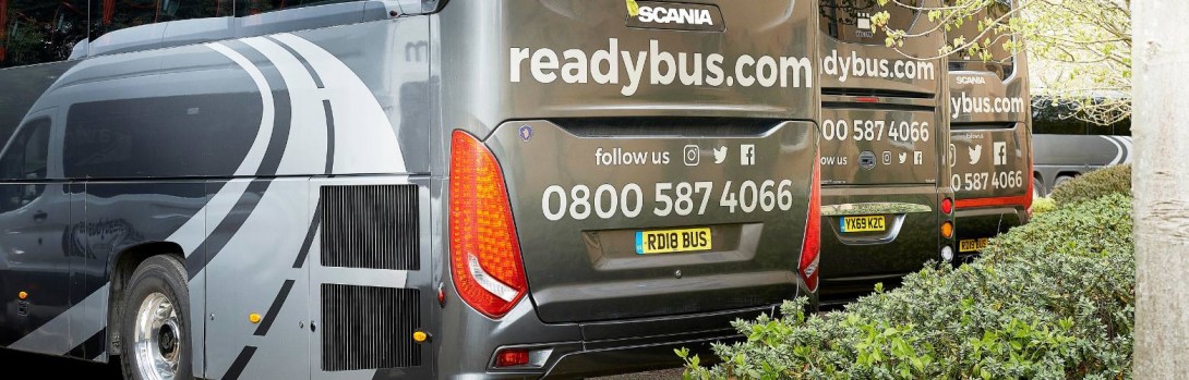 Rear of Readybus coaches